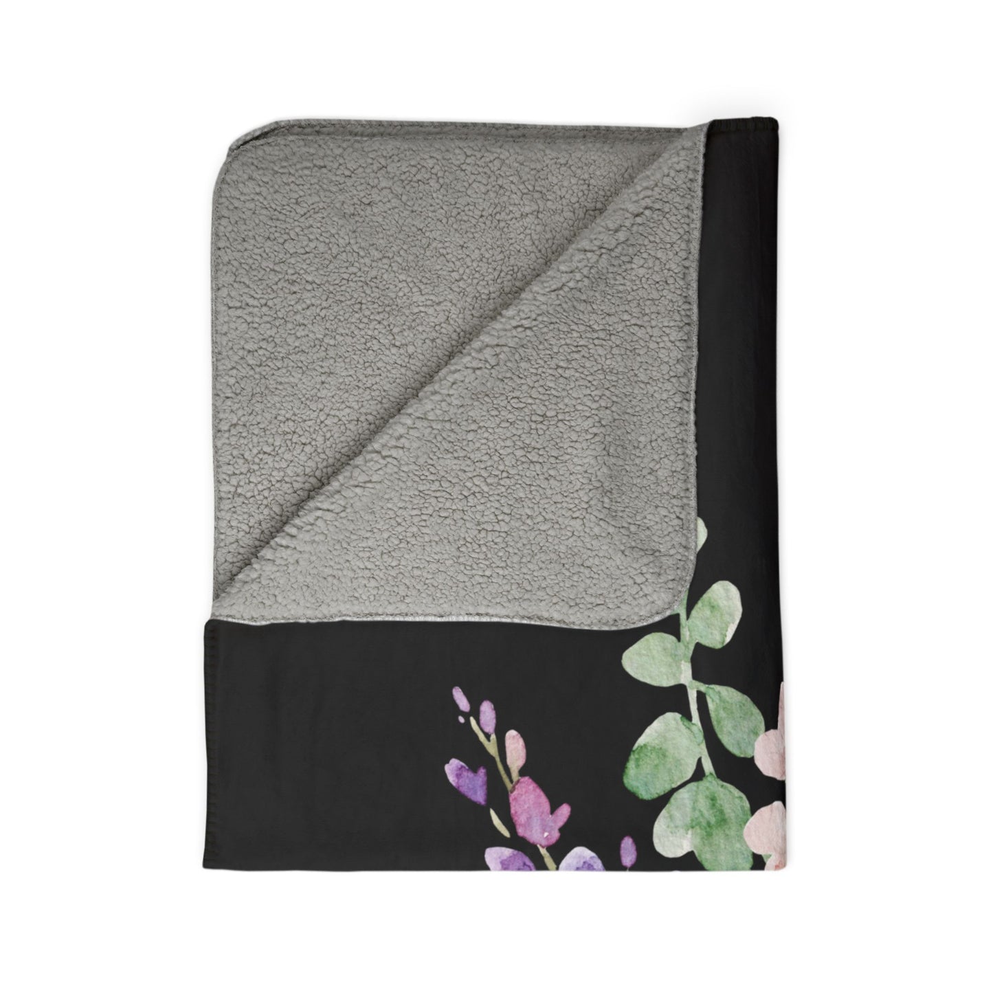 Floral Fleece Sherpa Blanket - Cozy Throw for Home, Garden Party, Gift for Her, Warm Blanket, Decorative Bed Cover, Home Décor