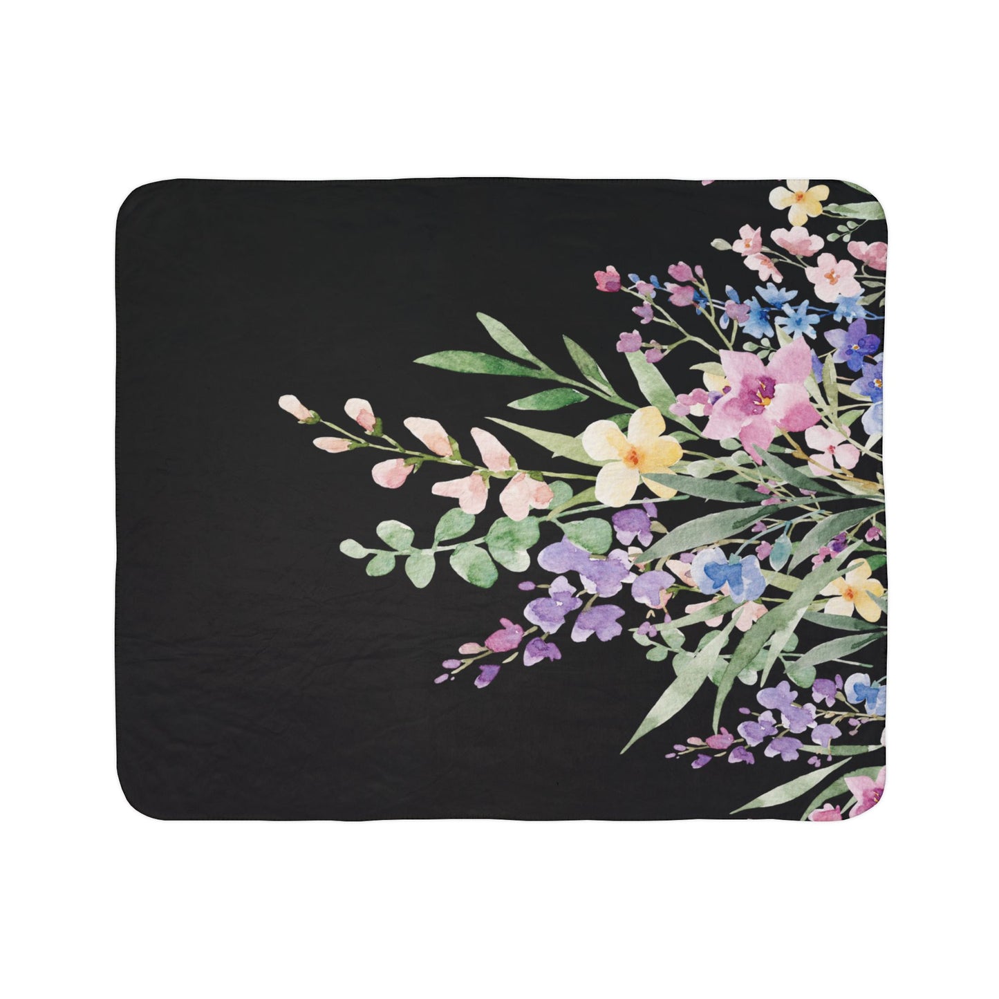 Floral Fleece Sherpa Blanket - Cozy Throw for Home, Garden Party, Gift for Her, Warm Blanket, Decorative Bed Cover, Home Décor