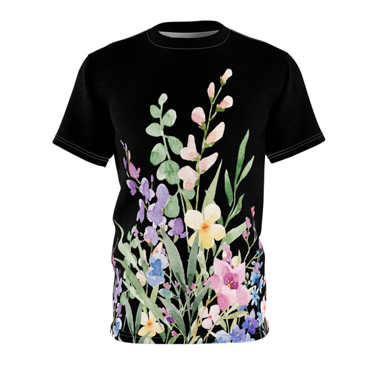 Floral AOP Unisex Tee, Soft Cotton Floral T-Shirt, Spring and Summer Wear, Gender Neutral Gift, Casual Graphic Tee