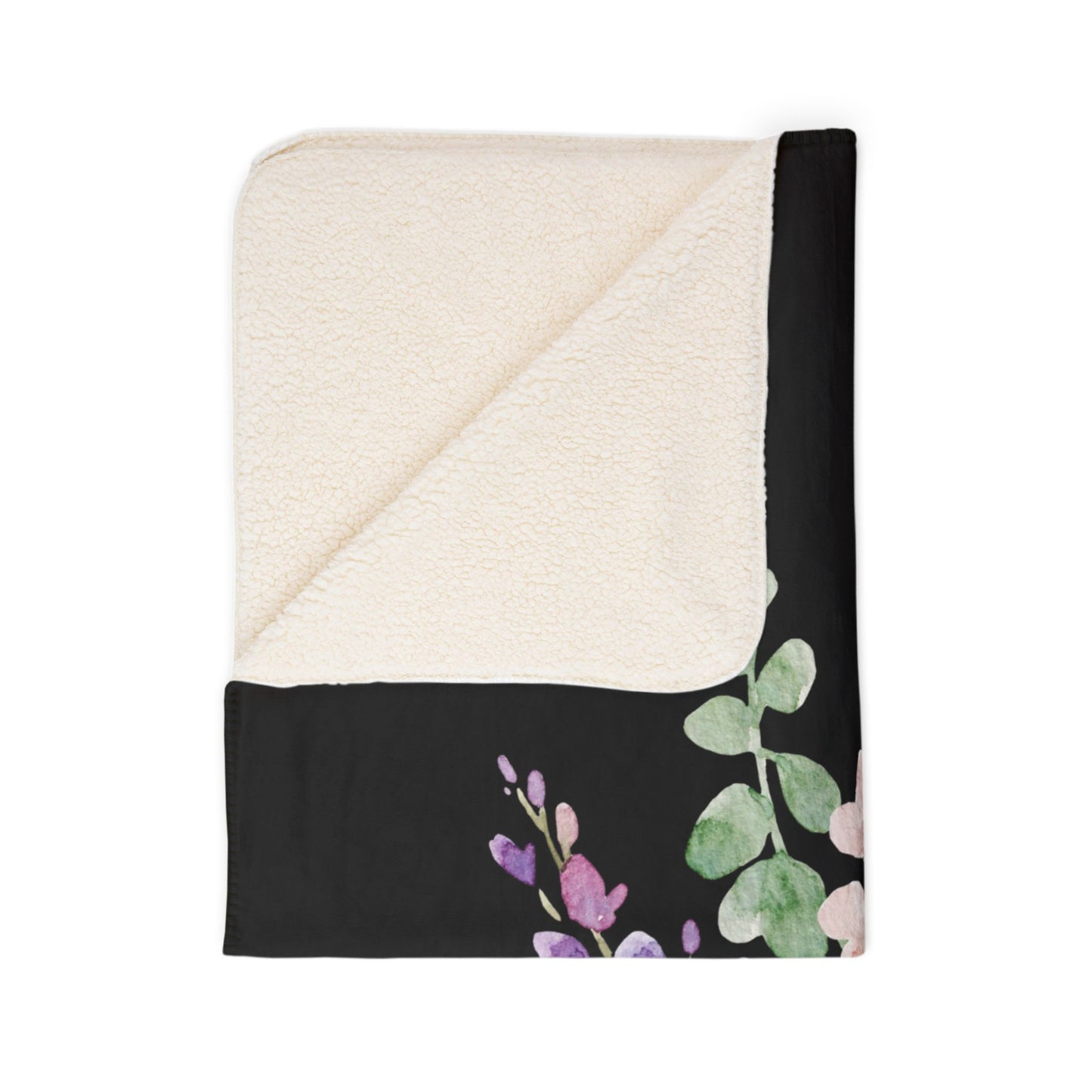 Floral Fleece Sherpa Blanket - Cozy Throw for Home, Garden Party, Gift for Her, Warm Blanket, Decorative Bed Cover, Home Décor