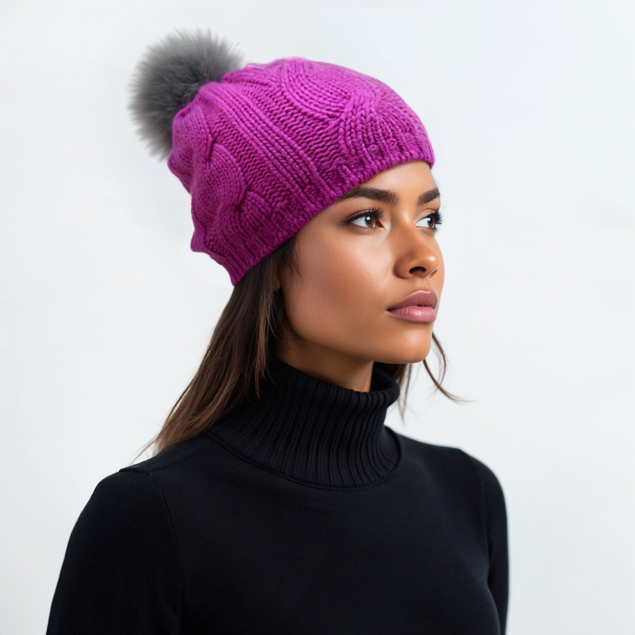 CABLE HAT WITH POM-0