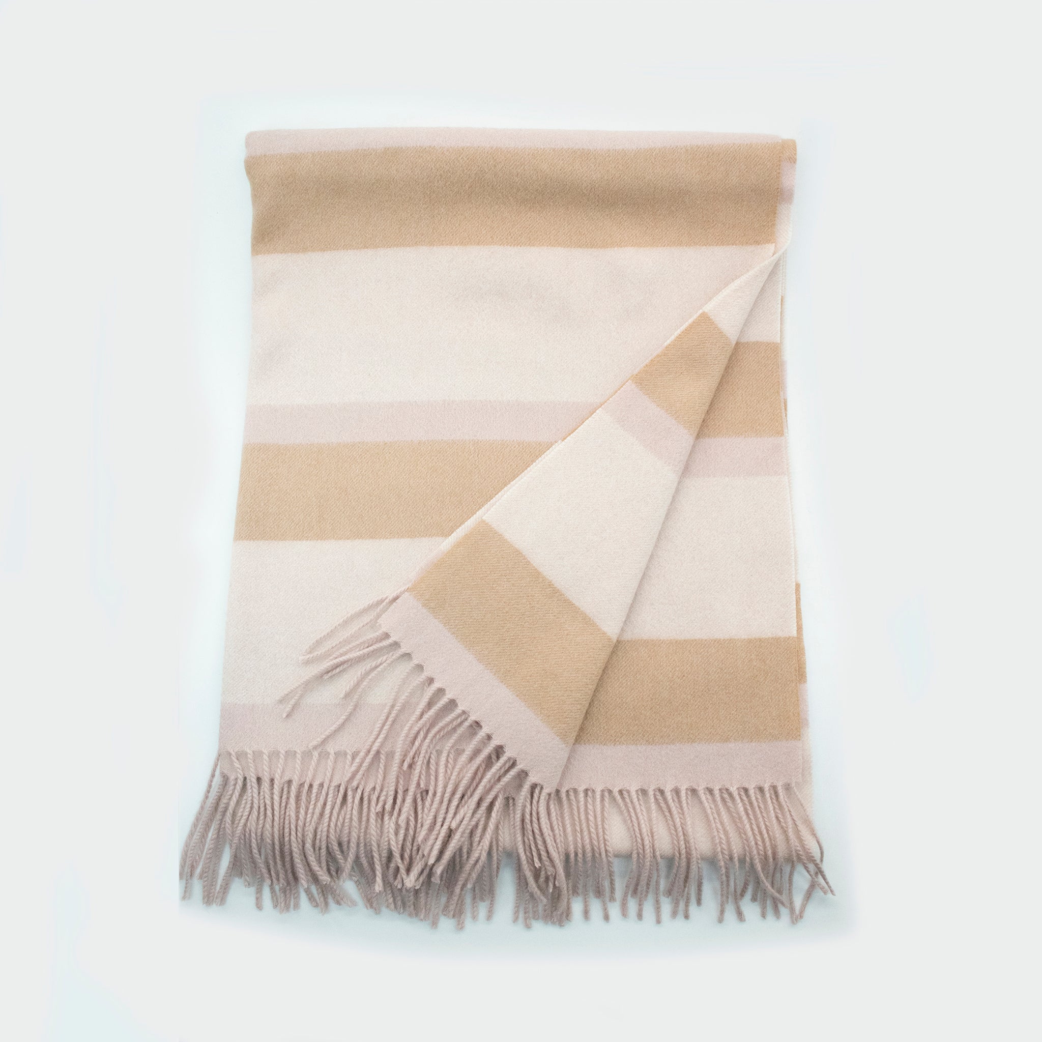 CASHMERE STRIPED WOVEN THROW WITH FRINGES